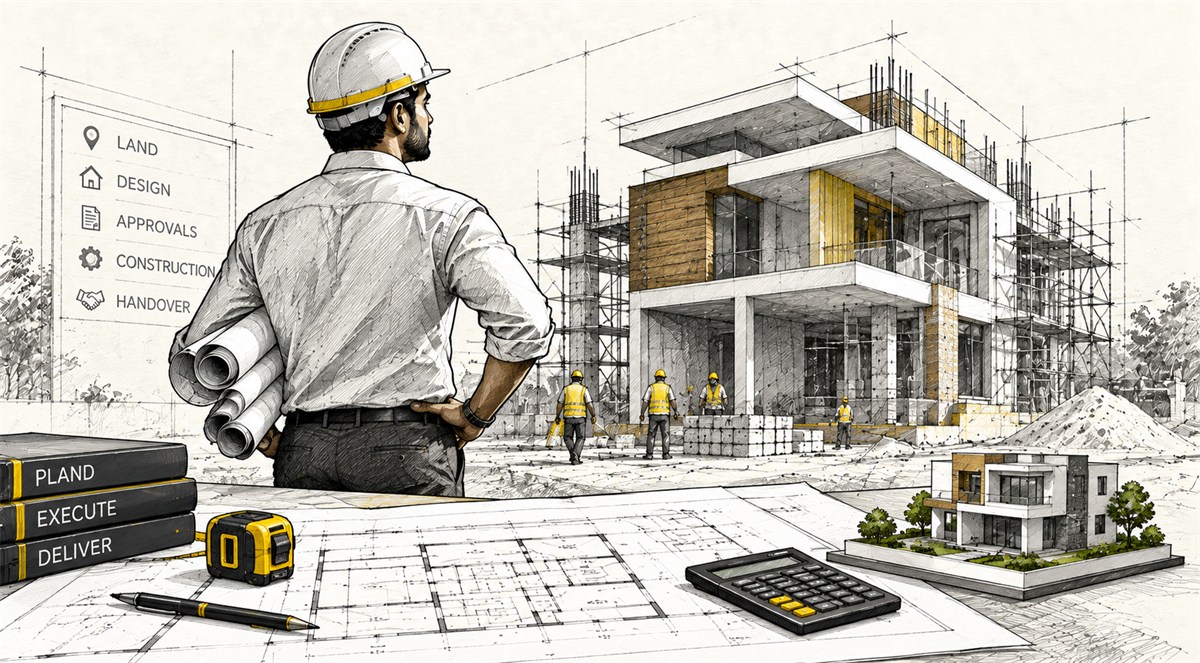Builders working on a construction project