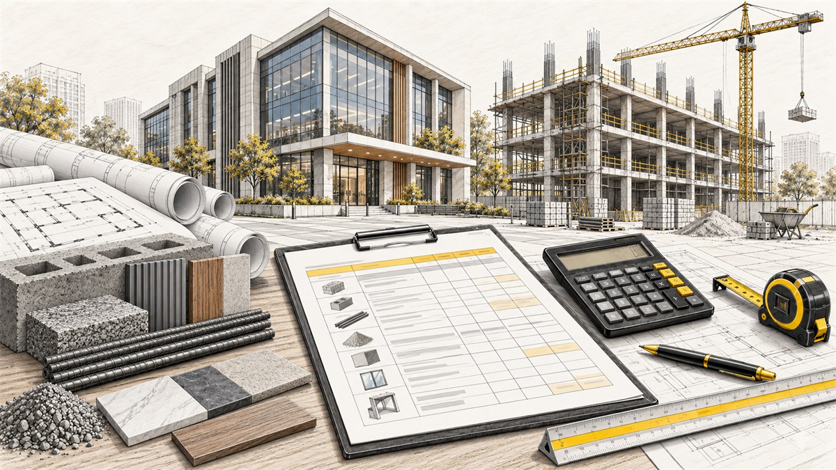 Commercial Building BOQ Template construction illustration
