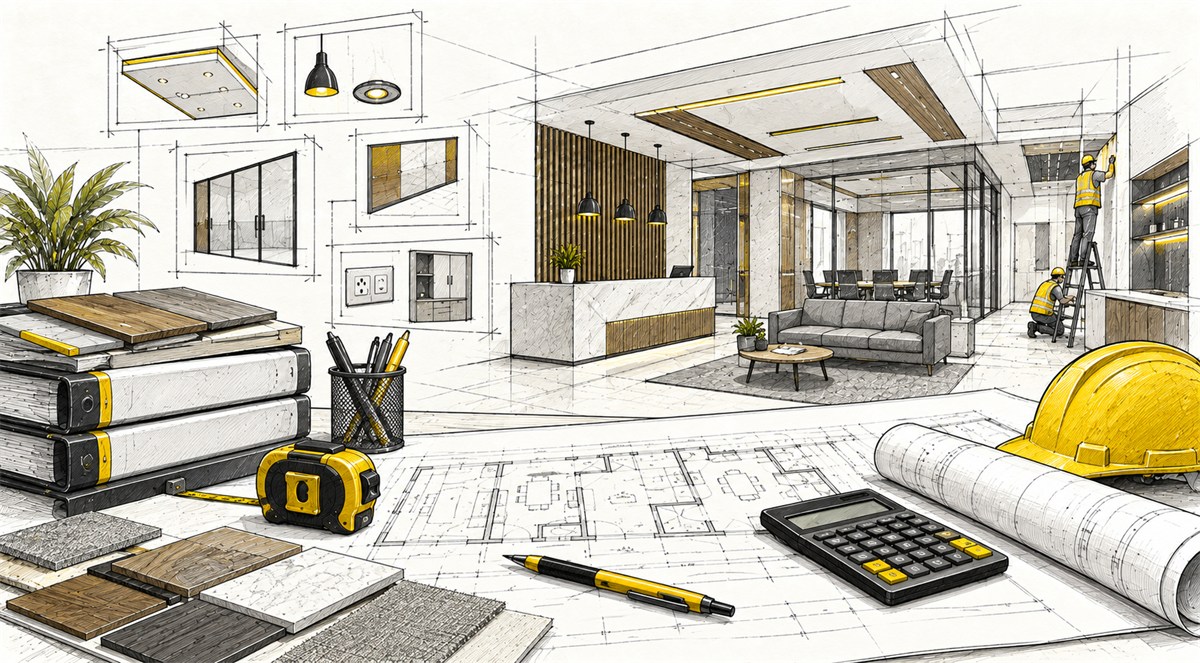 Interior Fit-out BOQ Template construction illustration