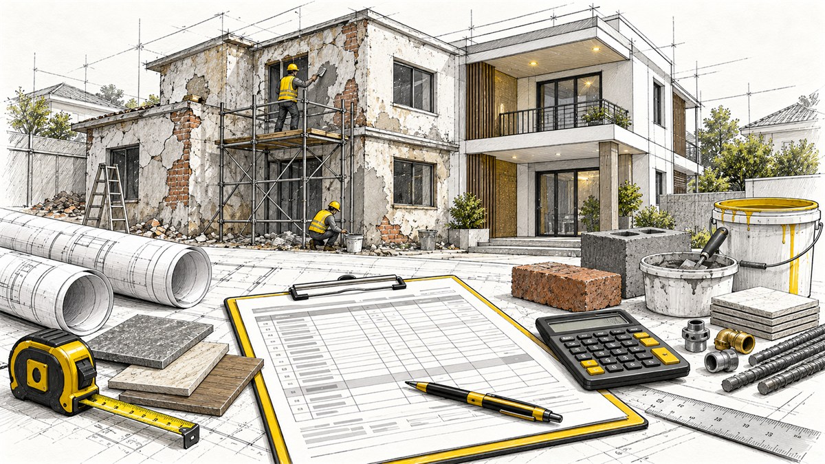 Renovation & Repair BOQ Template construction illustration