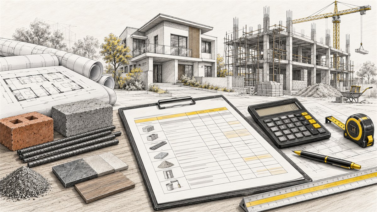 Residential Building BOQ Template construction illustration