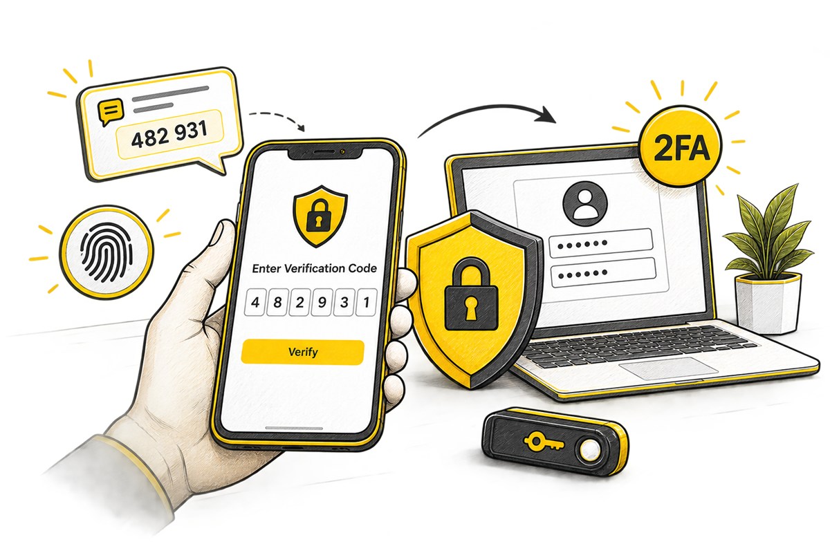 Optional two-factor authentication security illustration